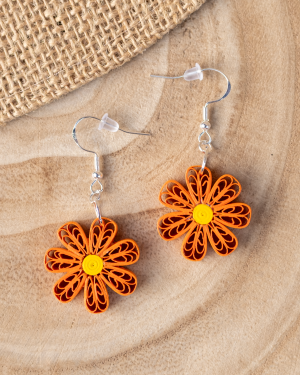 Boucles d'oreilles "Cosmos oranges"