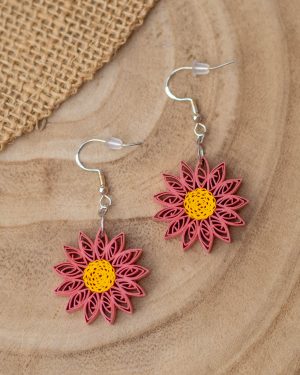Boucles d'oreilles "Tournesols roses"