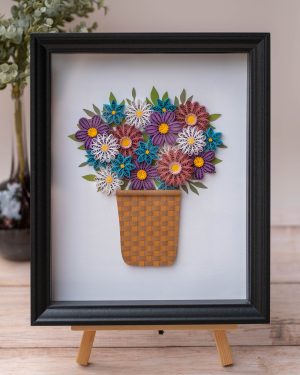 Cadre "Panier de fleurs printanières"